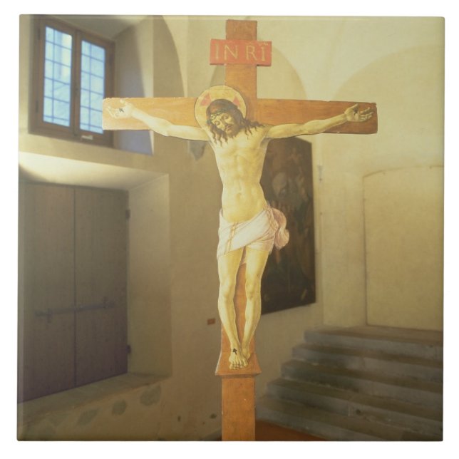 Kruzifix (Tempera auf Holz) Fliese (Vorderseite)