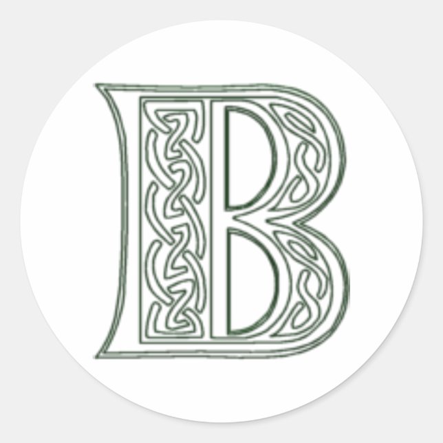KRW - B - Celtic Monogram Siegel Runder Aufkleber (Vorderseite)