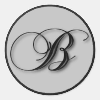 KRW - B - Mit Monogramm Siegel Runder Aufkleber