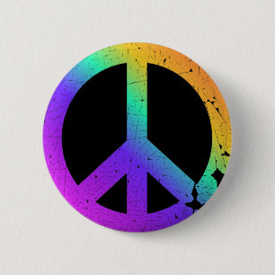 KRW bedrängtes Regenbogen-Friedenszeichen Button