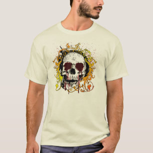 KRW-Bluten vom Augen-gotischen Schädel-T - Shirt