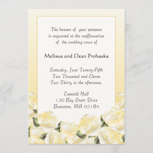KRW Creme Rose Custom Vow Renewal Einladung