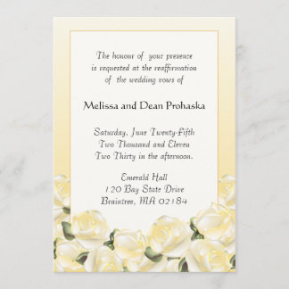 KRW Creme Rose Custom Vow Renewal Einladung