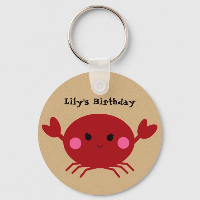 KRW Cute Custom Crab Birthday Keychain Schlüsselanhänger (Vorderseite)