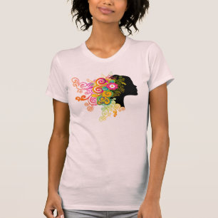 KRW Dame Blumen-des coolen Retro Damen-T-Shirts T-Shirt