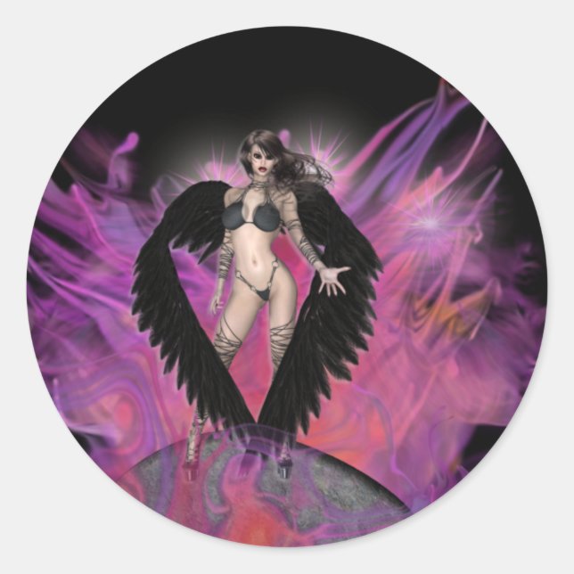KRW Dark Angel Gothic Runder Aufkleber (Vorderseite)