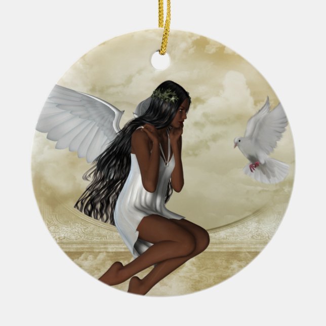 KRW der Engel und die Tauben-inspirierend Keramik Ornament (Vorne)