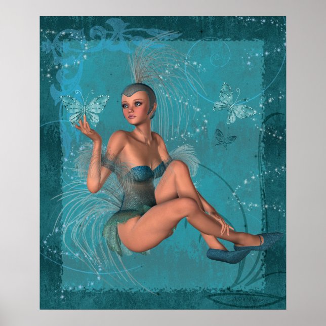 KRW Die blaue Sprite und die Schmetterlinge Poster (Vorne)