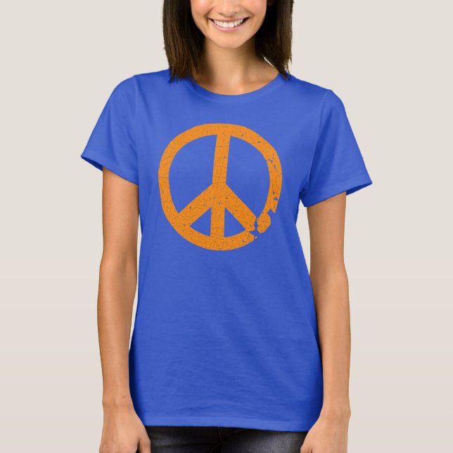 KRW Distressed Orange Peace Sign T-Shirt (Vorderseite)