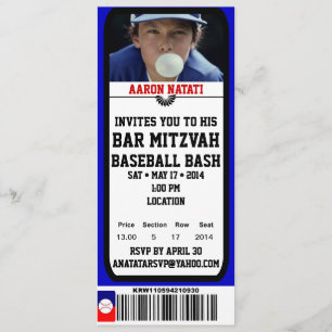 KRW-Foto-Baseball-Bar Mitzvah Karten-Einladung Einladung