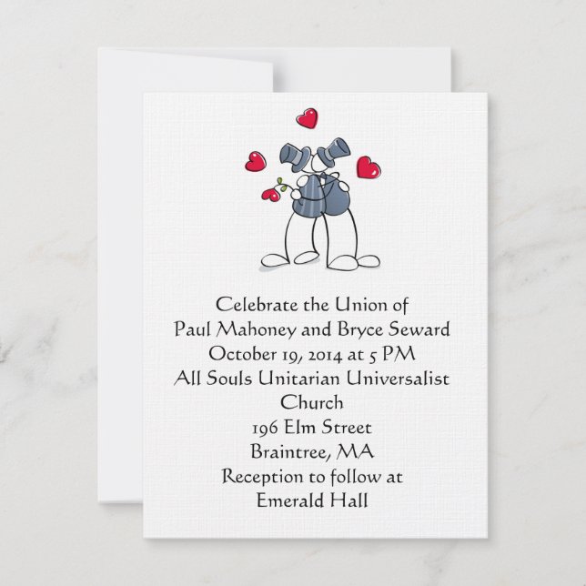 KRW Happy Grooms Gay Marriage Custom Invitation (Devant)