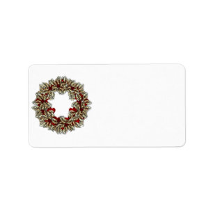 KRW Happy Holidays Wreath Xmas Blank Étiquette de