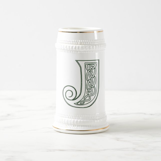 KRW - J - Keltischer mit Monogramm Stein Bierglas (Mittel)