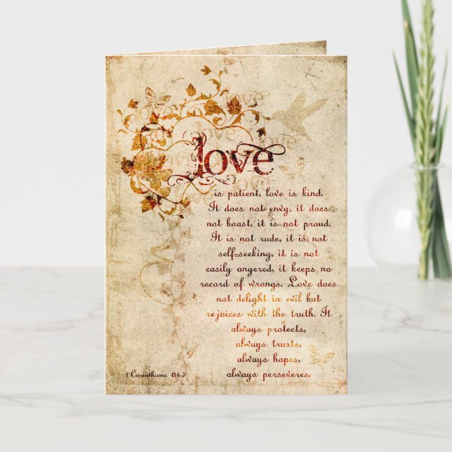 KRW Liebe ist Korinther Hochzeit Einladung Ecru (Vorderseite)