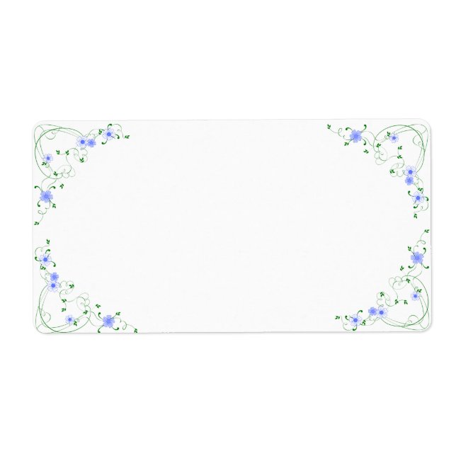 KRW Lovely Blue Floral Blank Étiquette d'expéditio (Devant)