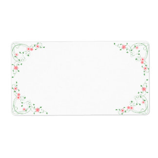 KRW Lovely Pink Floral Blank Shipping Label