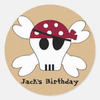 KRW Niedlich Pirate Skull und Crossbone Geburtstag Runder Aufkleber