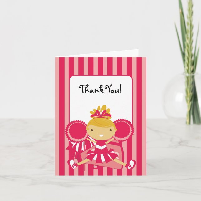 KRW Pink Cheerleader Thank You Note Dankeskarte (Vorderseite)