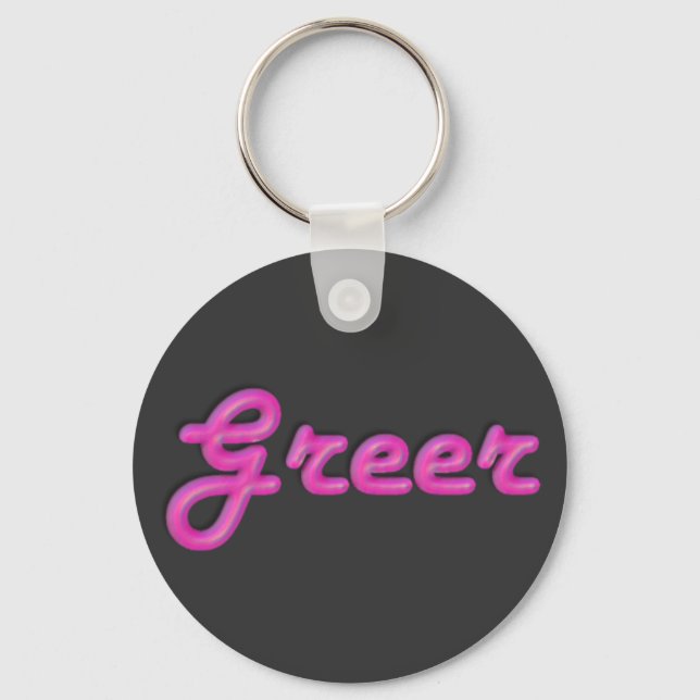 KRW Pink Neon Name Schlüsselanhänger - Greer (Vorderseite)