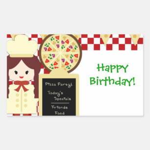 KRW Pizza Joyeux Sticker fille fête d'anniversaire