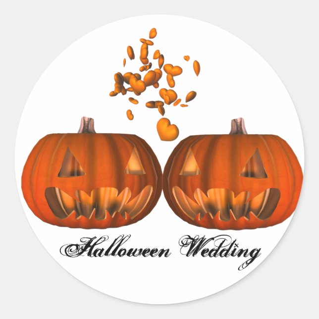 KRW Pumpkin Liebe Halloween Hochzeit Runder Aufkleber (Vorderseite)