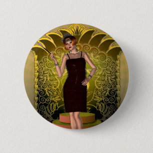 KRW Putting on the Ritz Deco Flapper II Button