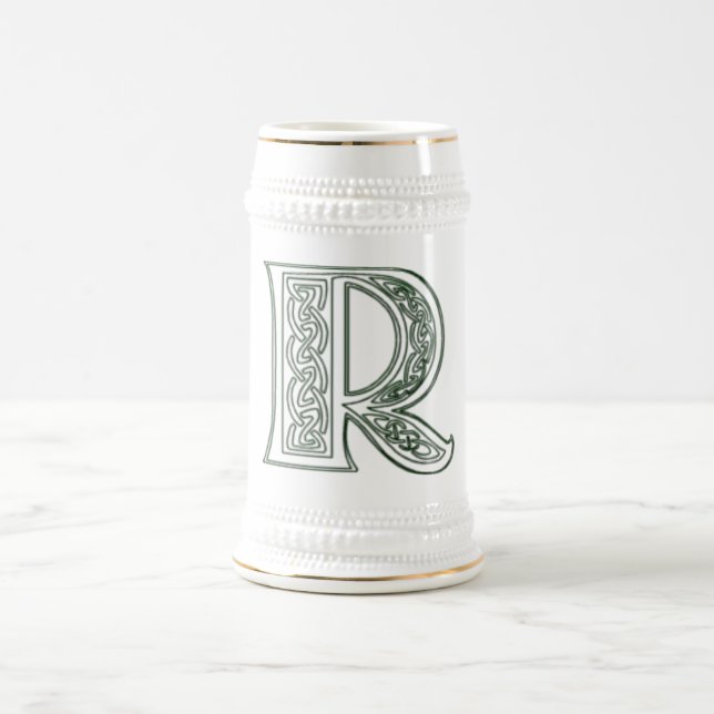 KRW - R - Keltischer mit Monogramm Stein Bierglas (Mittel)