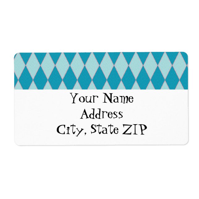 KRW Retro Blue Diamond Custom Shipping Label (Vorne)