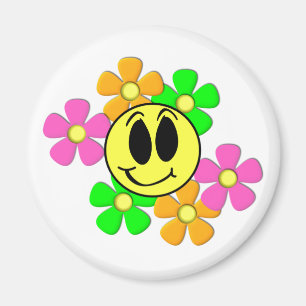 KRW Retro Smile Face und Neon Blume Magnet