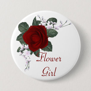KRW-Rosen-Blumen-Mädchen-Hochzeits-Button Button