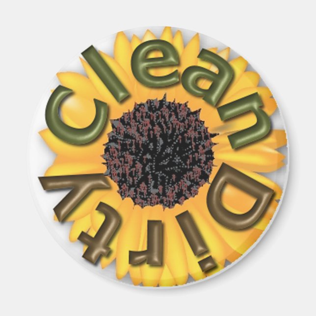 KRW Sauber und schmutzig 3 Zoll Sonnenblumen Küche Magnet (Vorne)