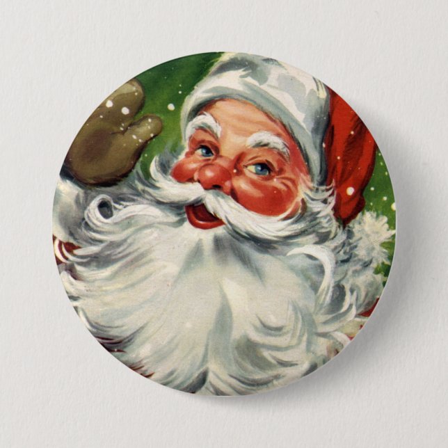 KRW-Spaß Vintager Weihnachtsmann Button (Vorderseite)