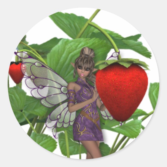 KRW Strawberry Faer Runder Aufkleber (Vorderseite)