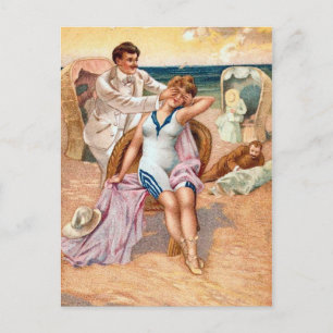 KRW Vintag Beach Illustration Postkarte