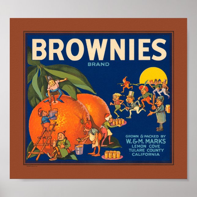 KRW Vintag Brownies Brand Orangen Fruchtkasten Lab Poster (Vorne)