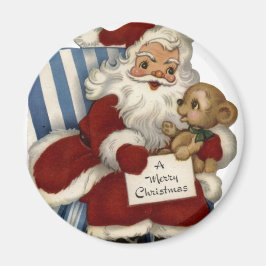 KRW Vintag Santa und Teddy Christmas Magnet