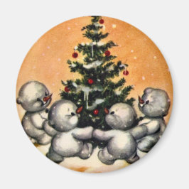 KRW Vintag Snowman Family Christmas Magnet