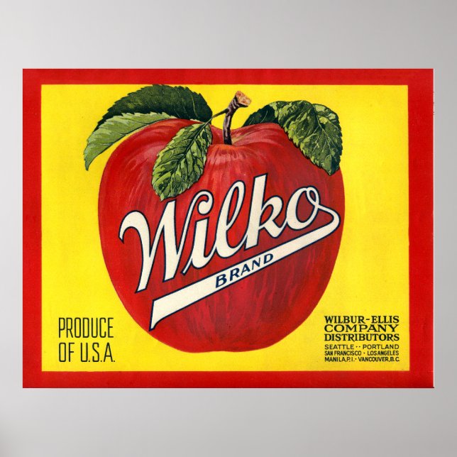 KRW Vintag Wilko Apple Crate Label Poster (Vorne)