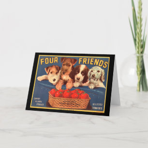 KRW Vintage Four Friends Kistenetikettkarte Karte