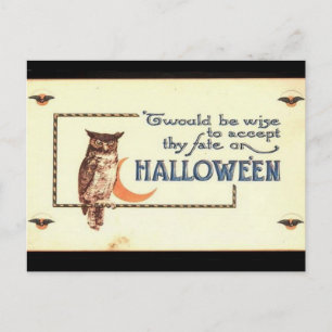 KRW Vintage Halloween-Eulen-Postkarte Postkarte
