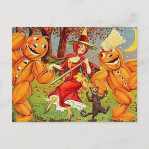 KRW Vintage Halloween Hexentanz Postkarte