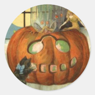 KRW Vintage Kürbislaterne Halloween Runder Aufkleber