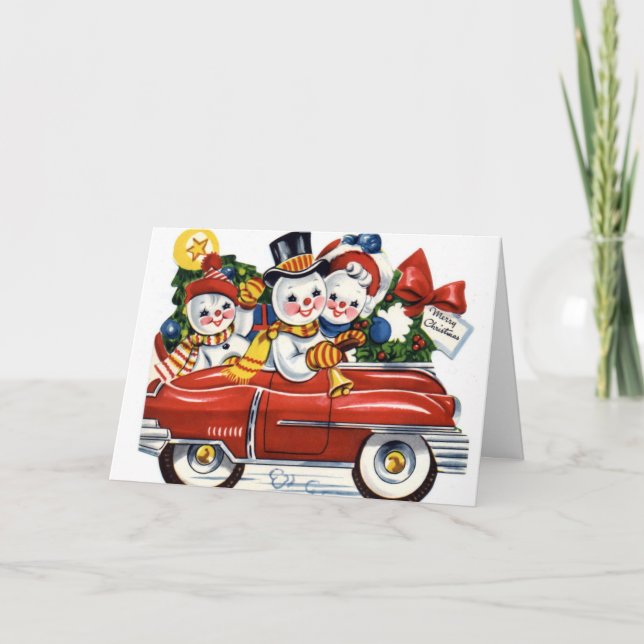 KRW Vintage Snowmen Carte de vacances (Devant)