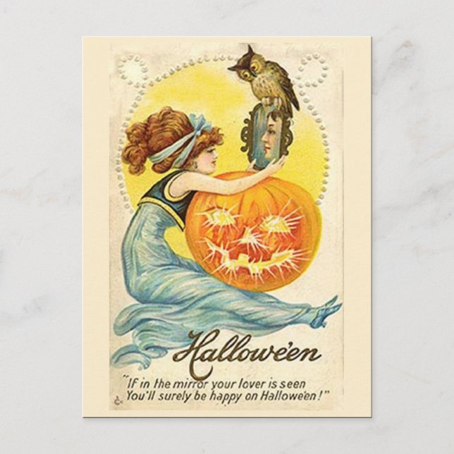 KRW Vintages Halloween Feiertagspostkarte (Vorderseite)