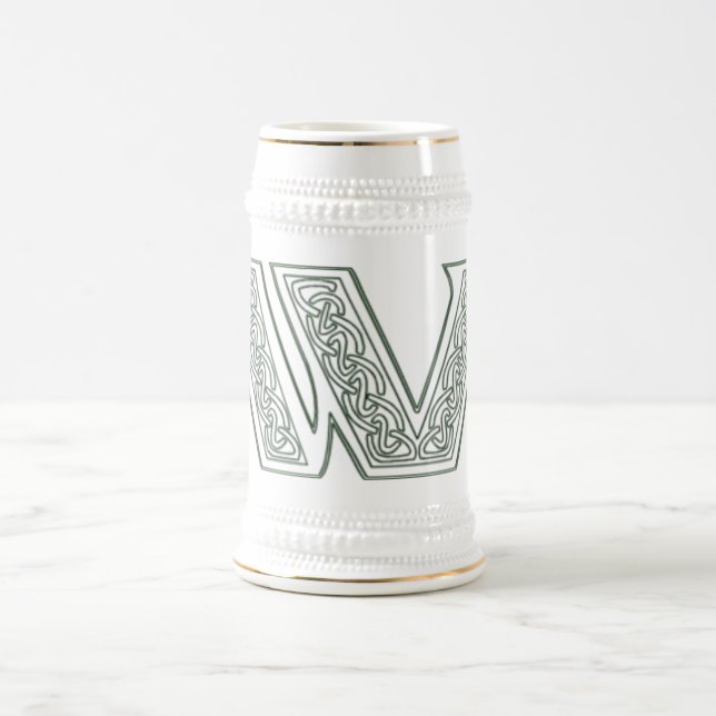 KRW - W - Keltischer mit Monogramm Stein Bierglas (Mittel)