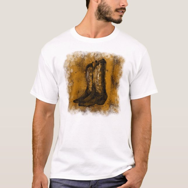 KRW-Western-Abnutzungs-Cowboystiefel T-Shirt (Vorderseite)