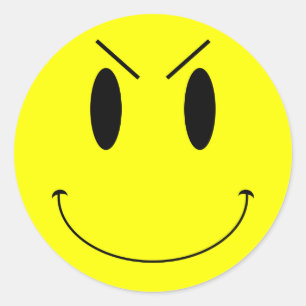 KRW Yellow Evil Face Runder Aufkleber