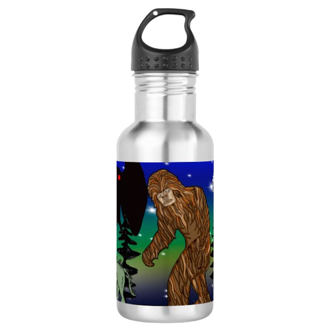 Kryptid, UFO, Big Foot, Chupacabra, Alien Mothman Edelstahlflasche (Vorderseite)