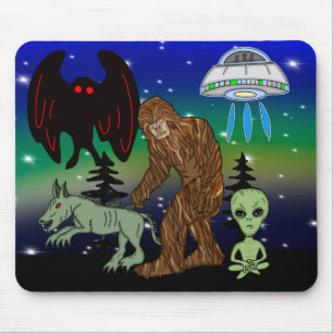 Kryptid, UFO, Big Foot, Chupacabra, Alien Mothman Mousepad