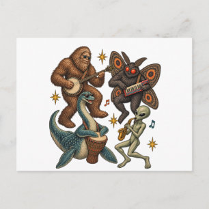 Kryptiden-Band Bigfoot Loch Ness Monster Mothman Postkarte